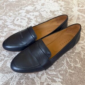 Sezane Black Leather Penny Loafers for Men